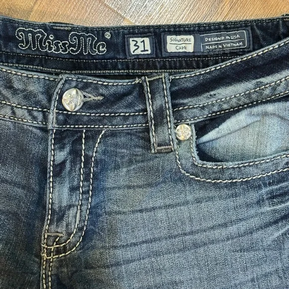 Signature Miss Me Women's Blue Embellished Capri - Picture 2 of 14